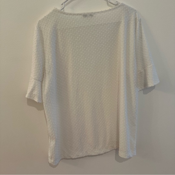 Rose + Olive Womens Swiss Dot Button Back Tunic Top White Size XL - Picture 2 of 4